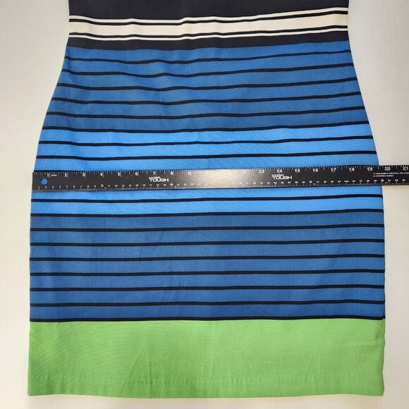 Pim + Larkin Sleeveless Sheath Dress M Blue Striped Back Zip Lined Office Bold - Picture 8 of 11
